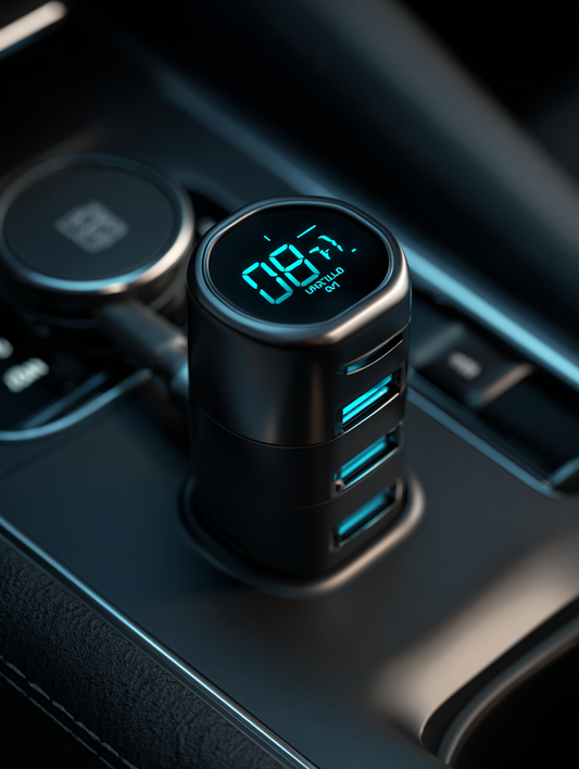 "6-in-1 Smart Car Charger with Digital Voltage Display"